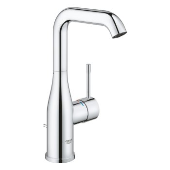 Смеситель для раковины GROHE Essence, высокий излив, с донным клапаном pop-up, хром